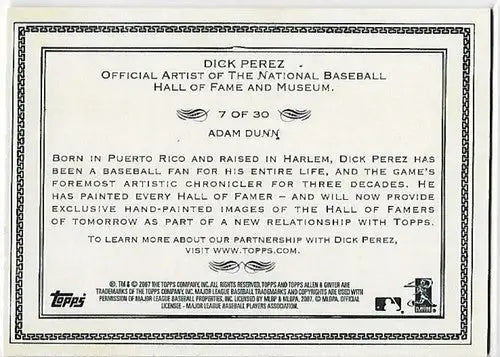 2007 Topps Allen and Ginter Dick Perez Sketches #7 Adam Dunn NM-MT Reds - Baseball Card Single