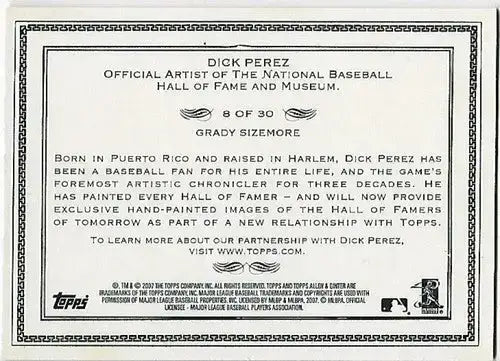 2007 Topps Allen and Ginter Dick Perez Sketches #8 Grady Sizemore NM-MT Indians - Baseball Card Single