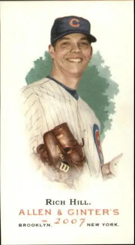 Vintage baseball card featuring original gloss from 2007 Topps Allen Ginter Mini Rich Hill NM-MT SP Cubs