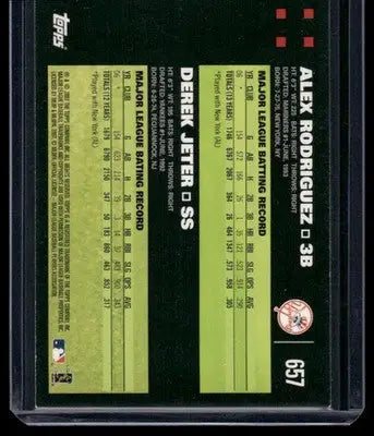 2007 Topps Baseball Derek Jeter Alex Rodriguez #657 Baseball - Baseball Card Single