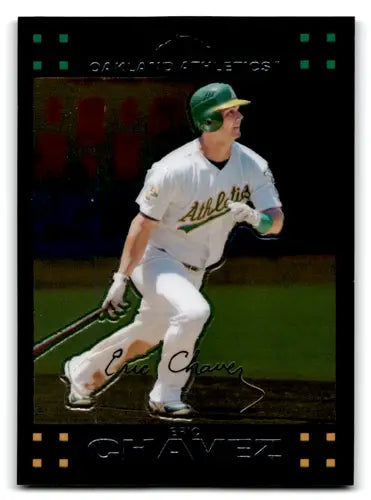 Original gloss baseball card featuring Eric Chavez from 2007 Topps Chrome Athletics