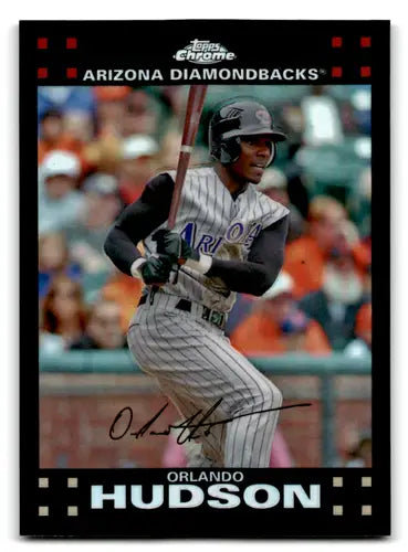 Orlando Hudson baseball card with original gloss from 2007 Topps Chrome Refractors series