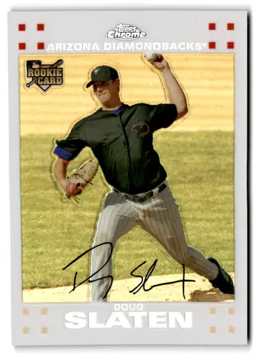 Doug Slaten baseball card with original gloss from 2007 Topps Chrome White Refractors