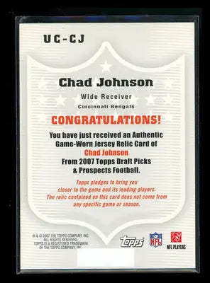 2007 Topps DPP Chad Johnson #UC-CJ Game-Worn Jersey Football - Sports Memorabilia