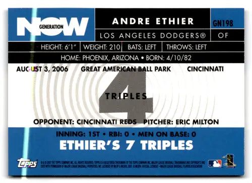 2007 Topps Generation Now #GN198 Andre Ethier NM-MT Dodgers ID:81492 - Baseball Card Single