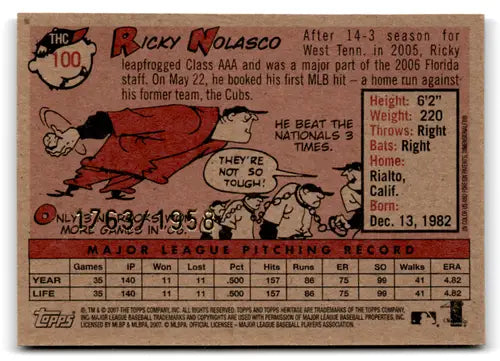 2007 Topps Heritage Chrome #THC100 Ricky Nolasco 1763/1958 NM-MT Marlin ID:72769 - Baseball Card Single