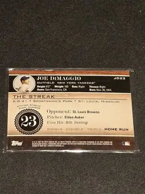 2007 Topps #JD23 Joe DiMaggio Joe DiMaggio: The Streak - Baseball Card Single