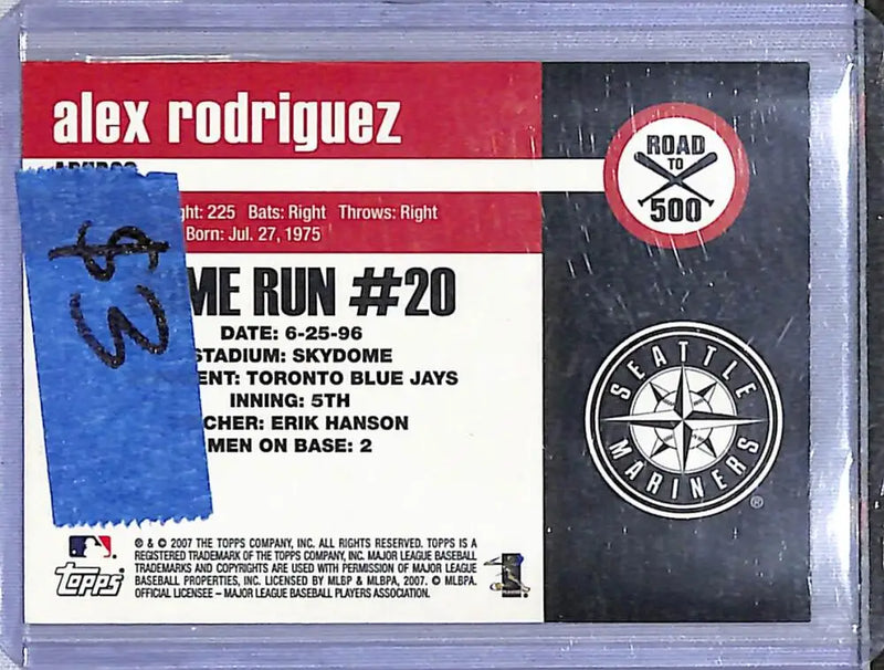 2007 Topps Road To 500 #ARHR20 Alex Rodriguez NM-MT Seattle Mariners