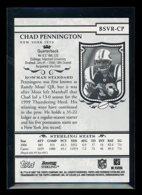 2007 Topps Sterling Chad Pennington #BSVR-CP Jersey Patch Football - Sports Memorabilia