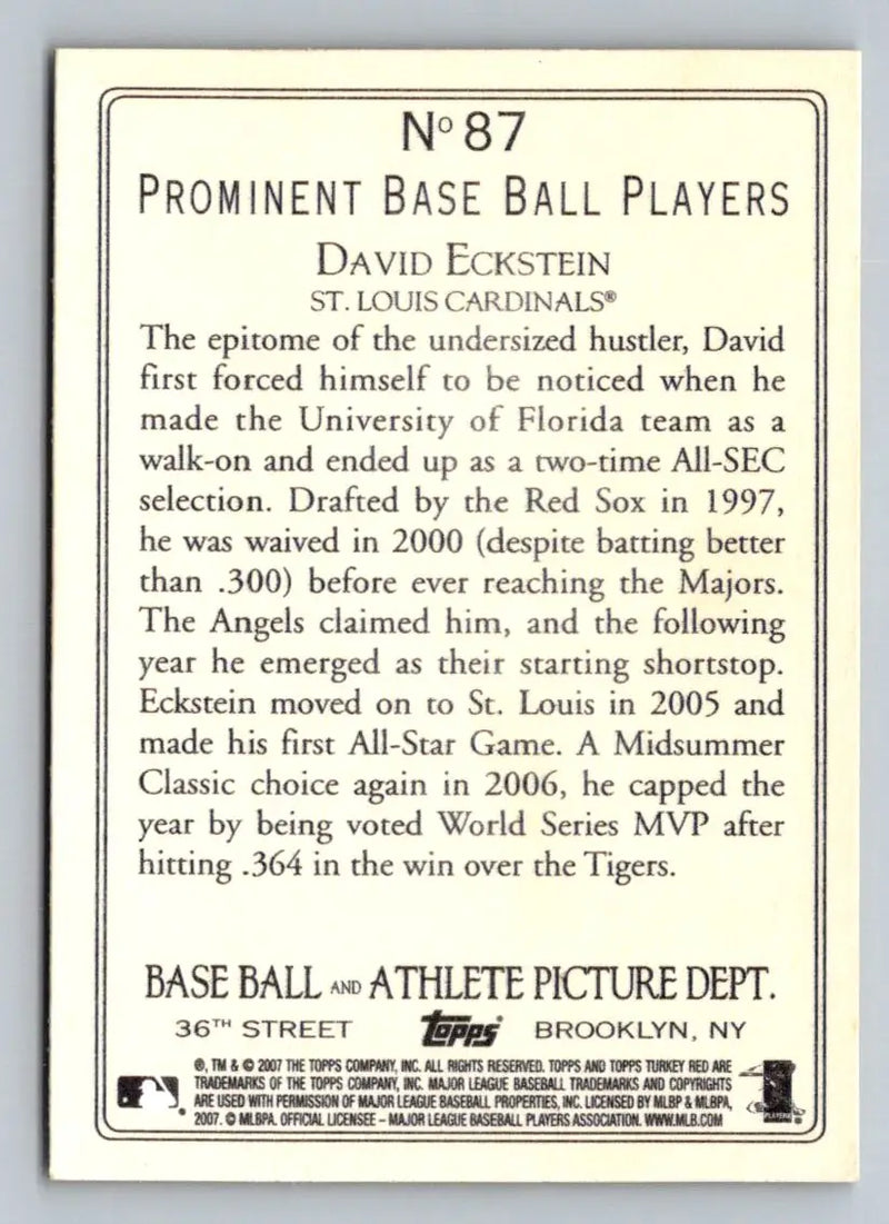 David Eckstein 2007 Topps Turkey Red baseball card St. Louis Cardinals collectible