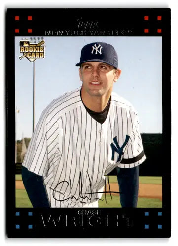 Original gloss Chase Wright baseball card from 2007 Topps Update Rookie Yankees