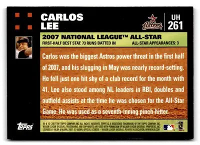 2007 Topps Updates & Highlights #UH261 Carlos Lee - Baseball Card Single