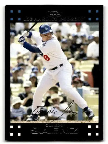 Baseball card with original gloss featuring Olmedo Saenz Los Angeles Dodgers 2007 Topps