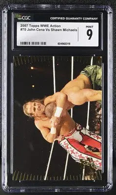2007 Topps WWE Action John Cena Vs Shawn Michaels #70 Wrestling CGC 9