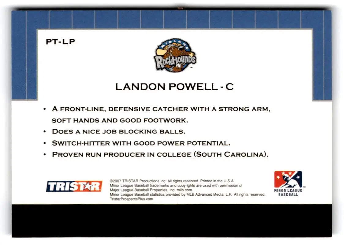 2007 TriStar Prospects Plus #PT-LP Landon Powell Protential - Baseball Card Single