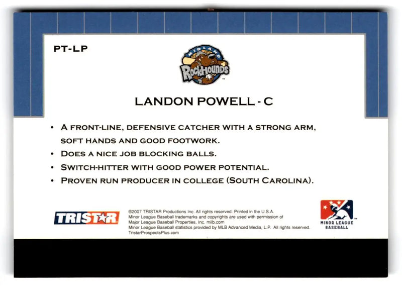 2007 TriStar Prospects Plus #PT-LP Landon Powell Protential - Baseball Card Single