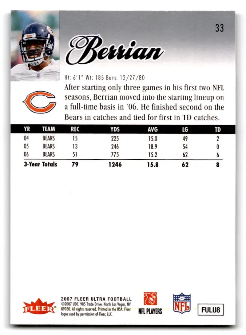 2007 Ultra #33 Bernard Berrian - Football Card Single