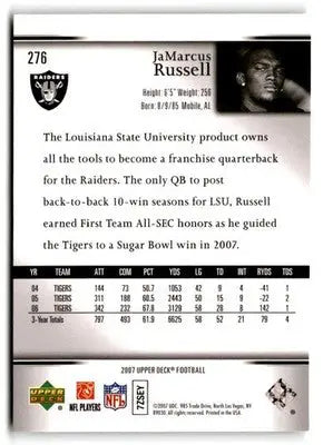 2007 Upper Deck #276 JaMarcus Russell Rookie Exclusives Star Rookies - Football Card Single