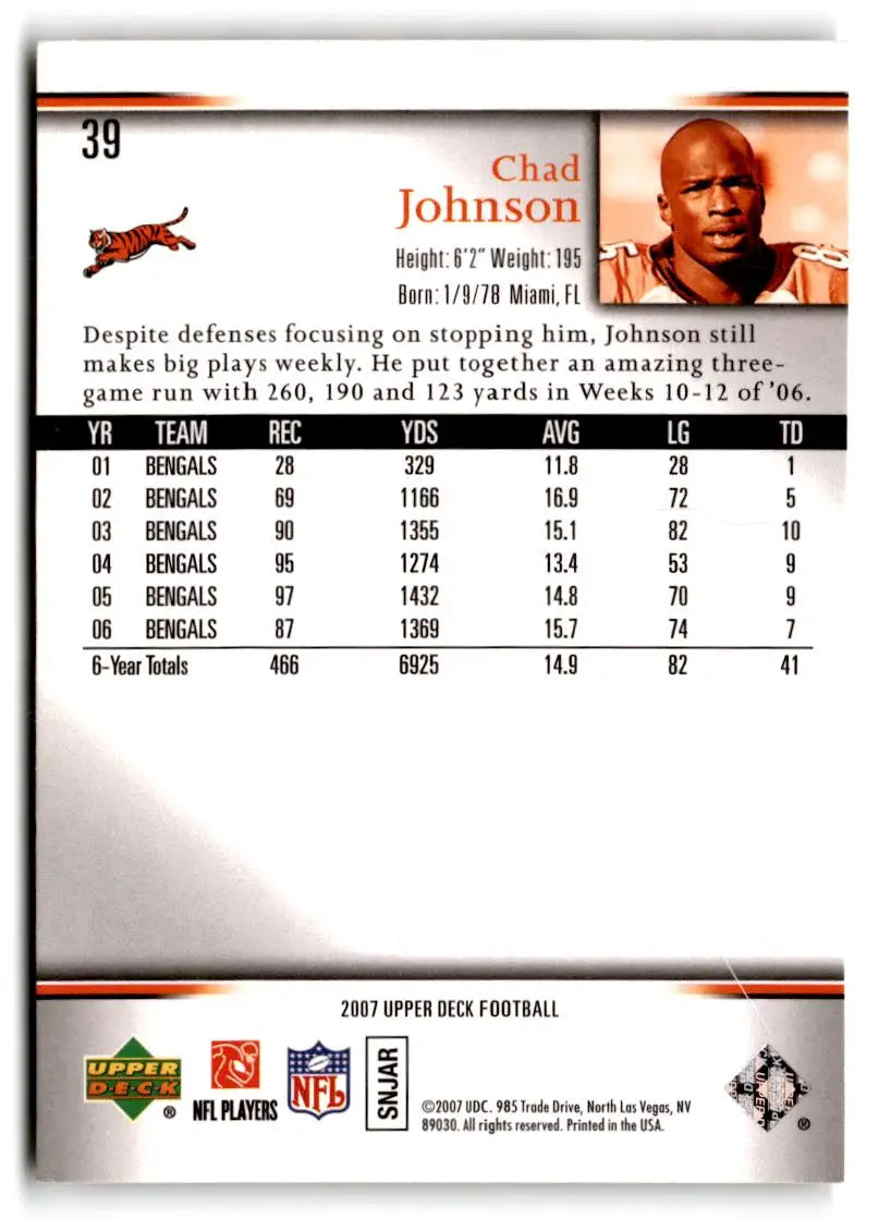 2007 Upper Deck #39 Chad Johnson - Football Card Single