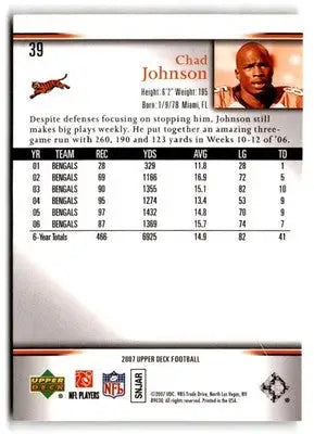 2007 Upper Deck #39 Chad Johnson - Football Card Single
