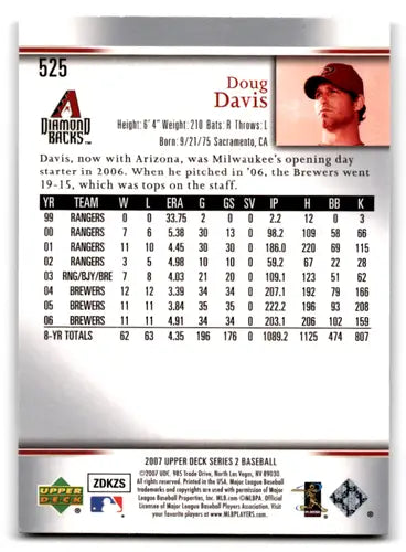 2007 Upper Deck #525 Doug Davis NM-MT Diamondbacks ID:71791 - Baseball Card Single