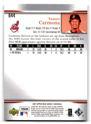 2007 Upper Deck #644 Fausto Carmona NM-MT Indians ID:71668 - Baseball Card Single