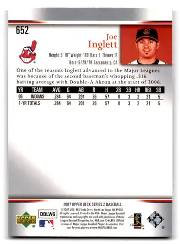 2007 Upper Deck #652 Joe Inglett NM-MT Indians ID:70795 - Baseball Card Single