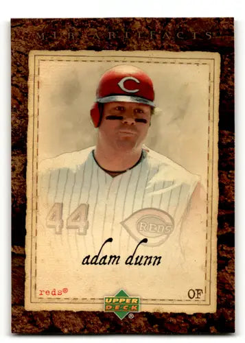 Baseball trading card featuring Adam Dunn of the Cincinnati Reds from Upper Deck Artifacts