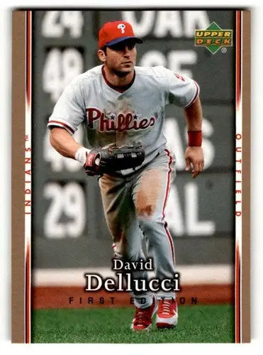 2007 Upper Deck First Edition David Dellucci Cleveland Indians baseball card displaying ID 59475