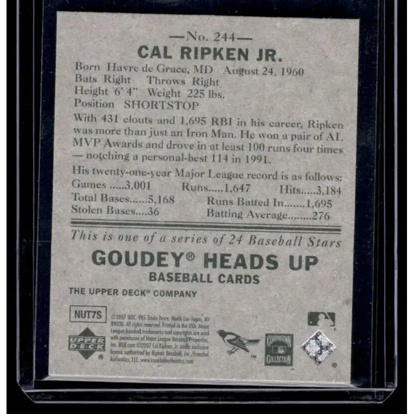 2007 Upper Deck Goudey #244 Cal Ripken Jr. Baltimore Orioles NM-MT - Baseball Card Single