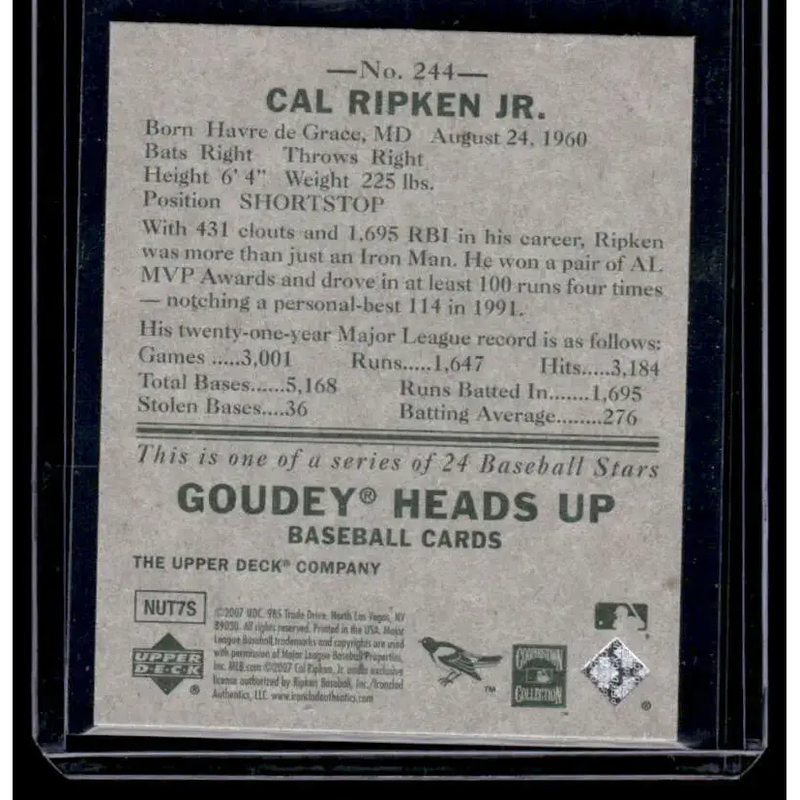 2007 Upper Deck Goudey #244 Cal Ripken Jr. Baltimore Orioles NM-MT - Baseball Card Single