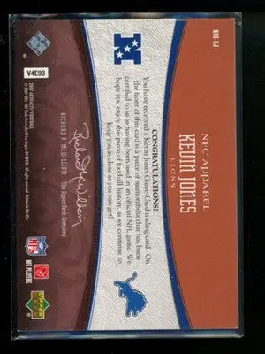 2007 Upper Deck NFL Artifacts Kevin Jones #NFL-KJ Jersey Patch 22/75 Football - Football Card Single