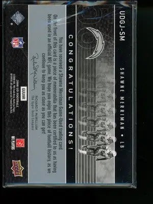2007 Upper Deck UD Game Jersey Shawne Merriman #UDGJ-SM Game Used Jersey - Sports Memorabilia