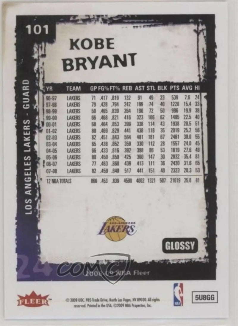 2008-09 fleer gold variation glossy Kobe Bryant #101 - Basketball Card Single