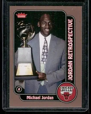 Fleer Jordan Retrospective Michael Jordan basketball trading card in 2008-09 Fleer Jordan Retrospective product