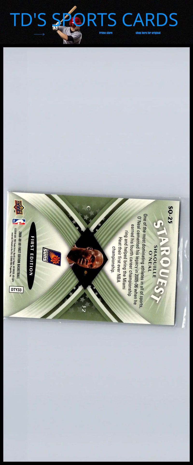 Shaquille O’Neal StarQuest Green trading card from Upper Deck First Edition 2008-09
