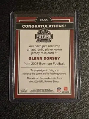 2008 Bowman #FF-GD Glenn Dorsey Fabric of the Future - Football Card Single