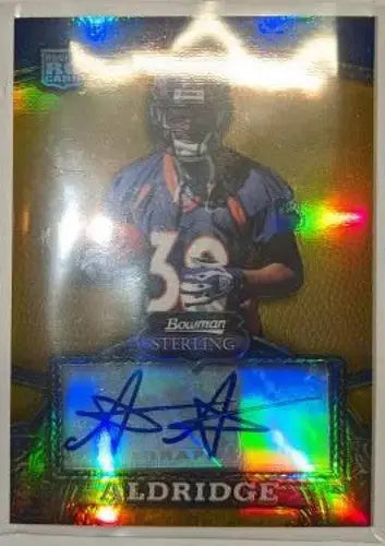 Signed Sterling Aldridge football card from Bowman Sterling Gold Rookie collection