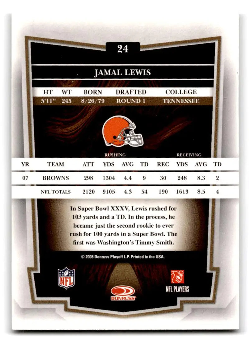 2008 Donruss Classics #24 Jamal Lewis - Football Card Single