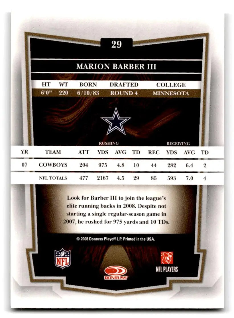2008 Donruss Classics #29 Marion Barber - Football Card Single