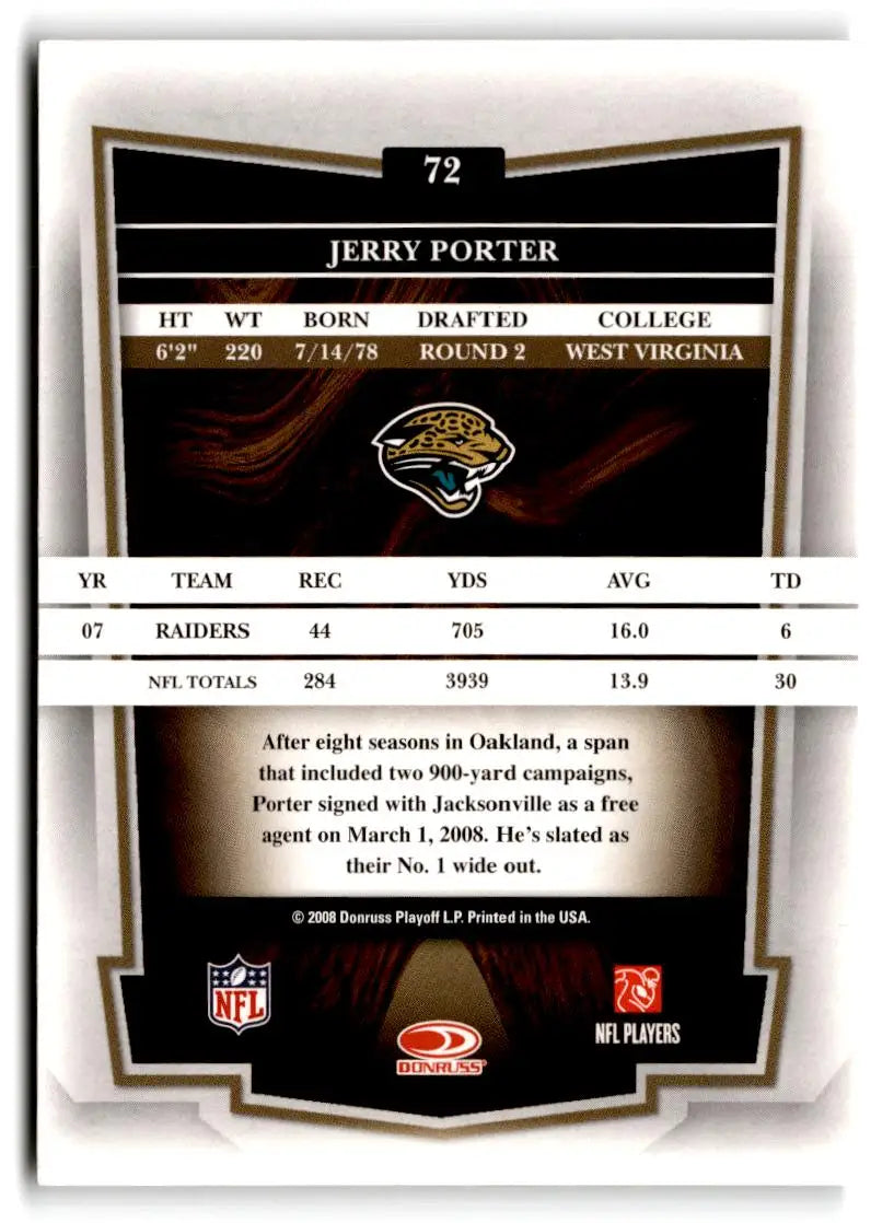 2008 Donruss Classics #72 Jerry Porter - Football Card Single