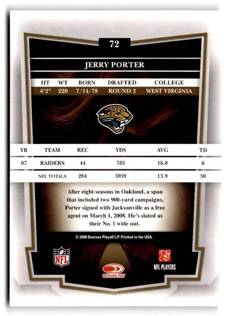 2008 Donruss Classics #72 Jerry Porter - Football Card Single