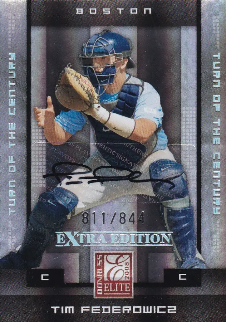2008 DONRUSS ELITE #91 TIM FEDEROWICS AUTO 811/844- BOSTON RED SOX - Baseball Card Single