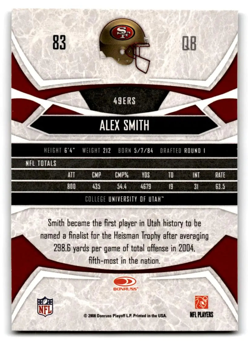 2008 Donruss Gridiron Gear #83 Alex Smith - Football Card Single