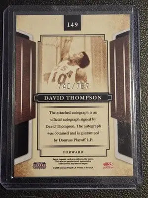2008 Donruss Sports Legends #149 David Thompson Signatures Mirror Red #/767 - Basketball Card Single