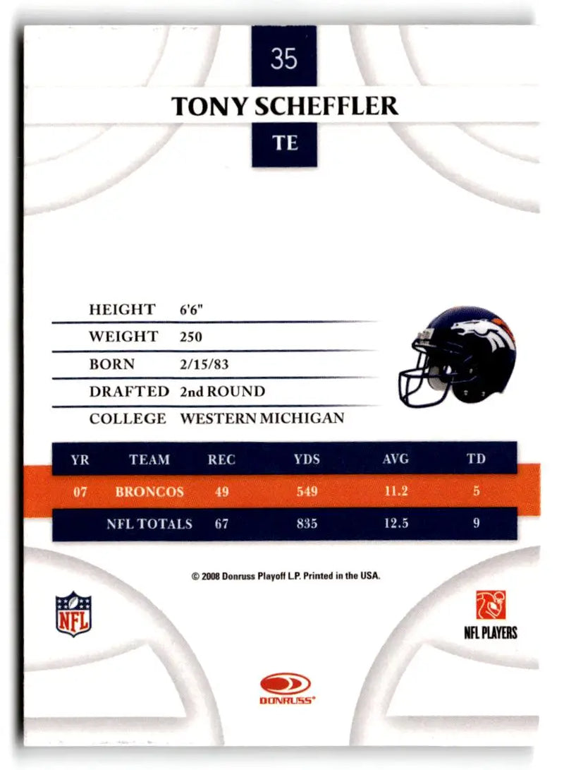 2008 Donruss Threads #35 Tony Scheffler - Football Card Single