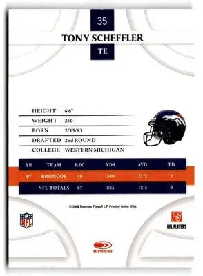 2008 Donruss Threads #35 Tony Scheffler - Football Card Single