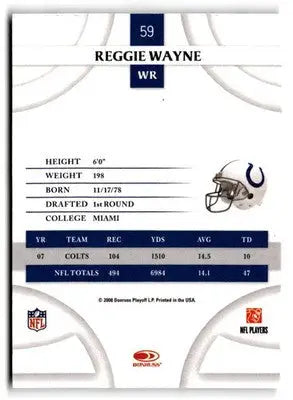 2008 Donruss Threads #59 Reggie Wayne - Football Card Single
