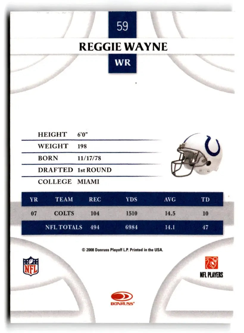 2008 Donruss Threads #59 Reggie Wayne - Football Card Single