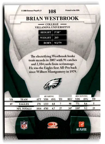 Original gloss Leaf Certified Brian Westbrook football card from 2008 Leaf Certified series